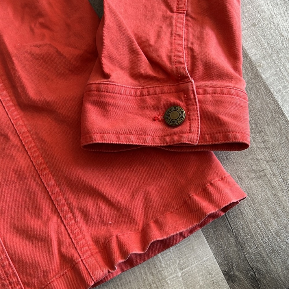 Jones New York Sport Coral Cotton Stretch Denim Button Down Jacket Womens Size L - Picture 5 of 8